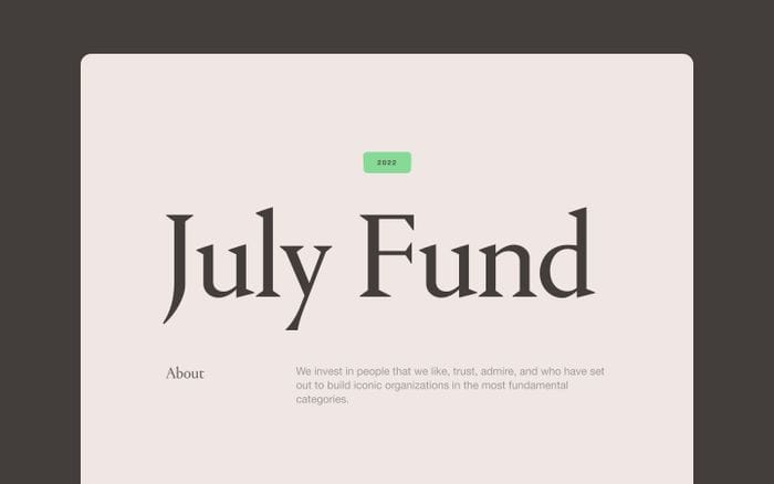 July Fund website preview
