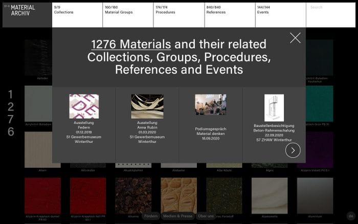 Material-Archiv website preview