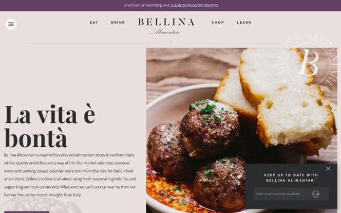 Bellina-alimentari website preview