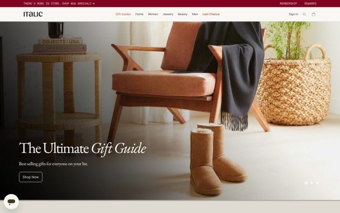 Italic website preview