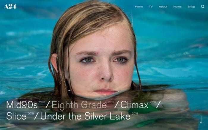 A24 films website preview