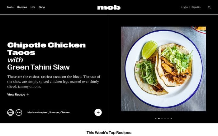Mob website preview