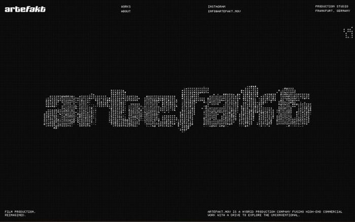 Artefakt website preview