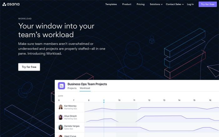 · Asana website preview