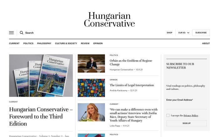 Hungarian Conservative website preview