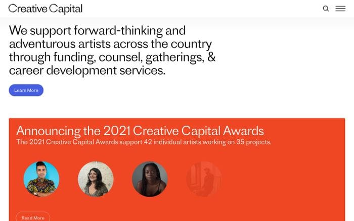 Creative Capital website preview
