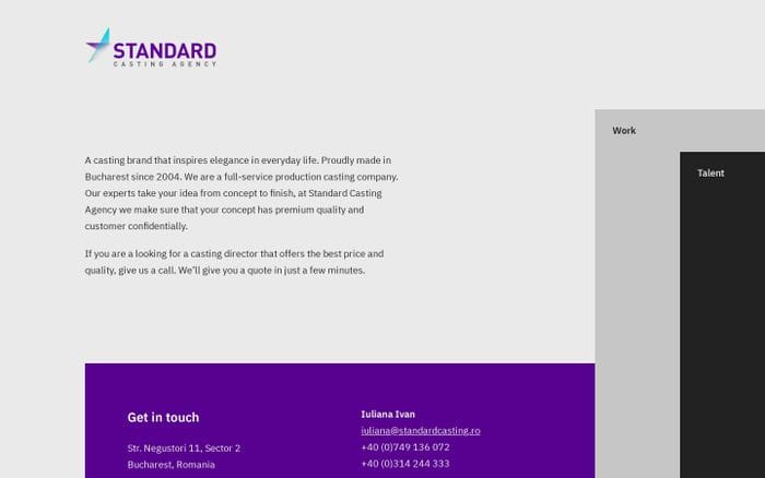 Standard Casting website preview