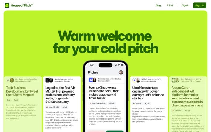 House of Pitch website preview