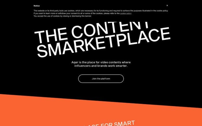 AQER | The video content platform for influencers and brands website preview