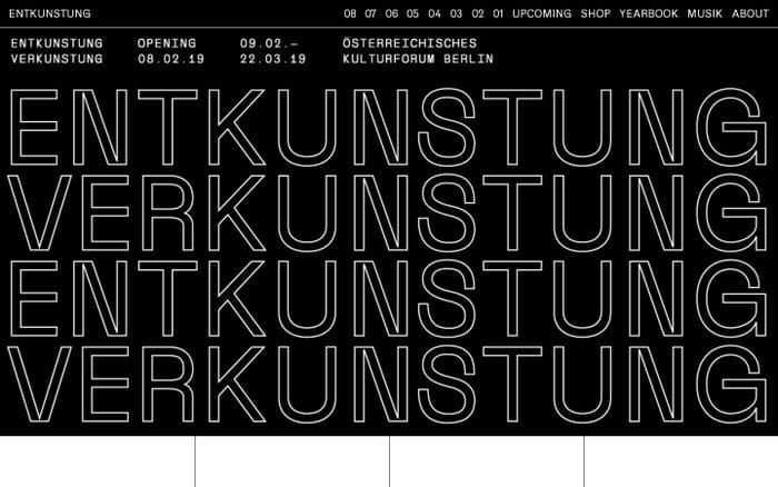 ENTKUNSTUNG website preview
