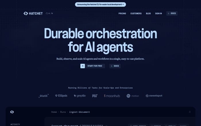 Hatchet website preview