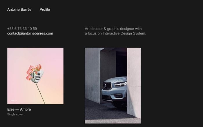 Antoine Barrès — Art & Design website preview