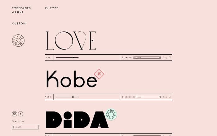 VJ type website preview