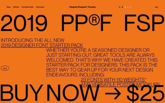 Pangram Pangram font starter pack website preview
