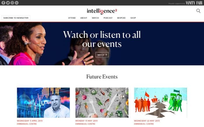 Homepage - Intelligence Squared website preview