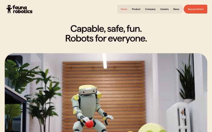 Fauna Robotics website preview