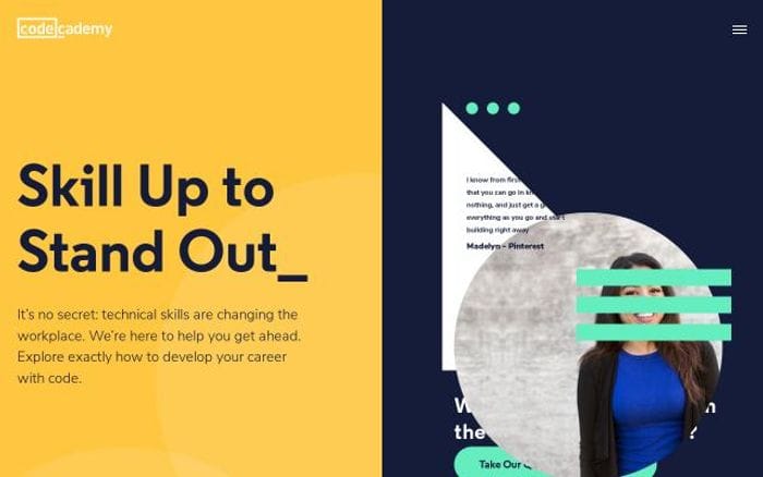 Codecademy website preview