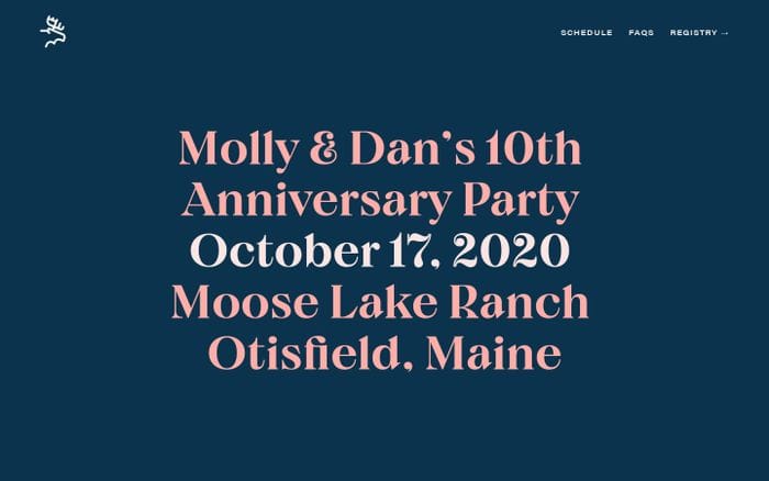 Molly & Dan’s 10th Anniversary Party website preview