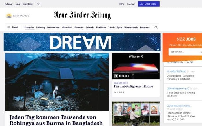 Nzz website preview