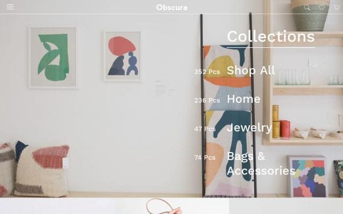Obscurashop website preview