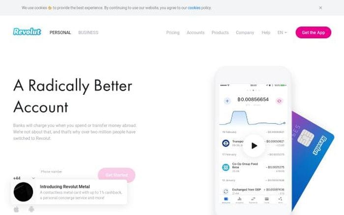 Revolut website preview