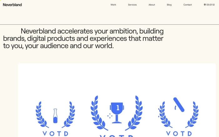 Neverbland website preview