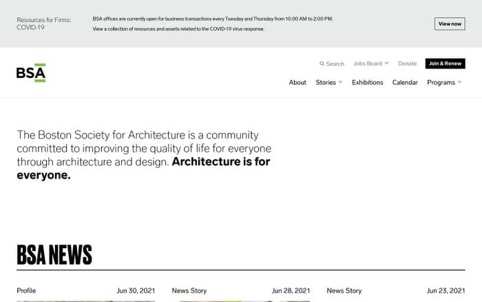 Boston Society for Architecture website preview