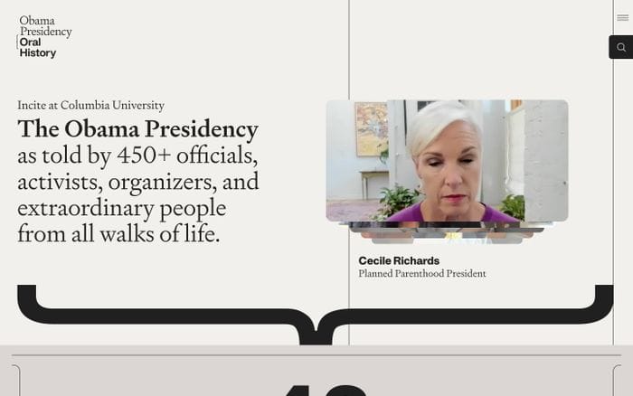 Obama Presidency Oral History website preview
