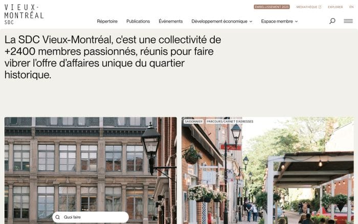 SDC Vieux Montreal website preview