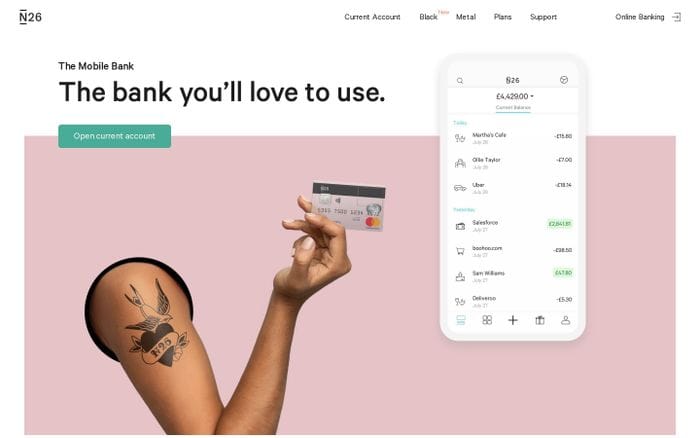 The Mobile Bank — N26 United Kingdom website preview