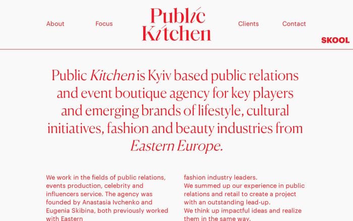 Public Kitchen website preview