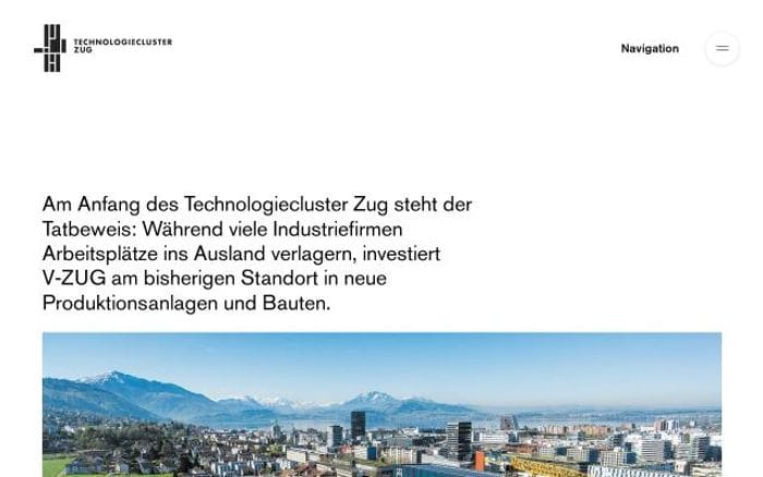 Technologiecluster-zug website preview