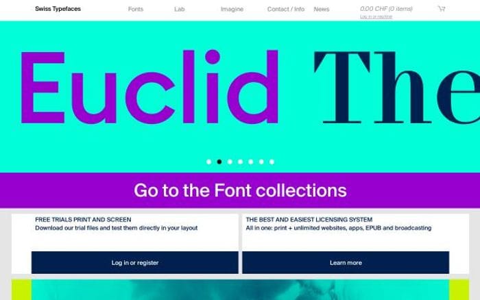 Swisstypefaces website preview