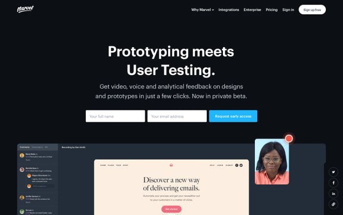 Prototyping meets User Testing | Marvel website preview