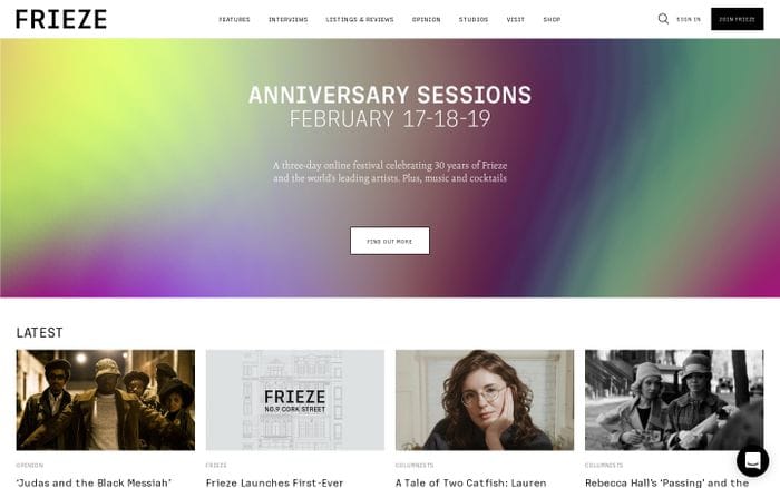 Frieze website preview