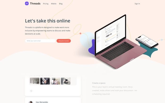 Threads website preview