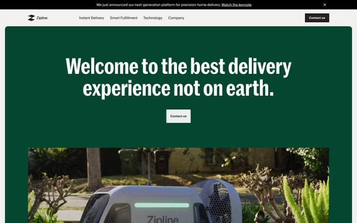 Zipline website preview