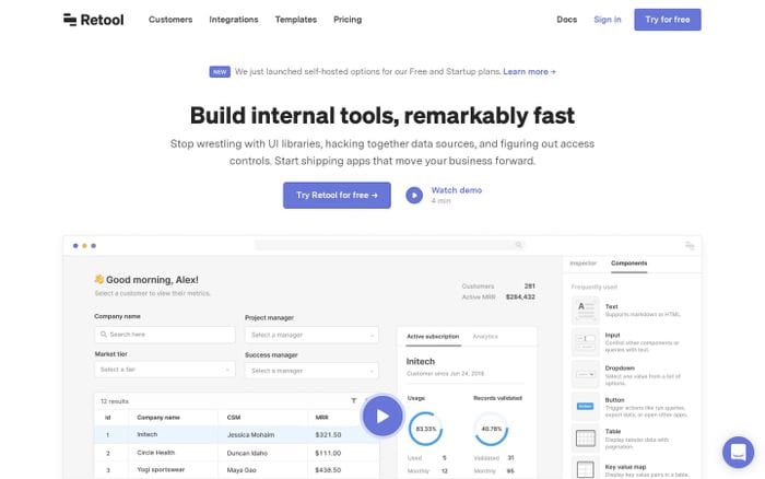 Retool website preview