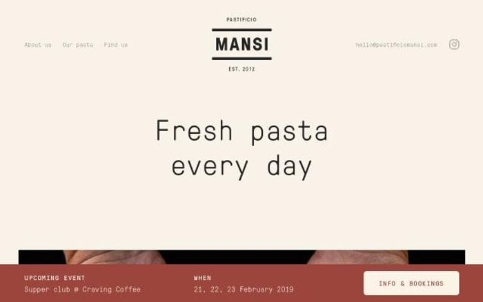 Pastamansi website preview