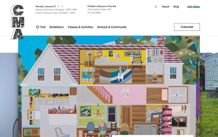 Children's Museum of the Arts New York website preview