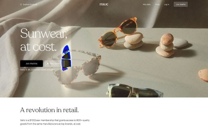 Italic website preview