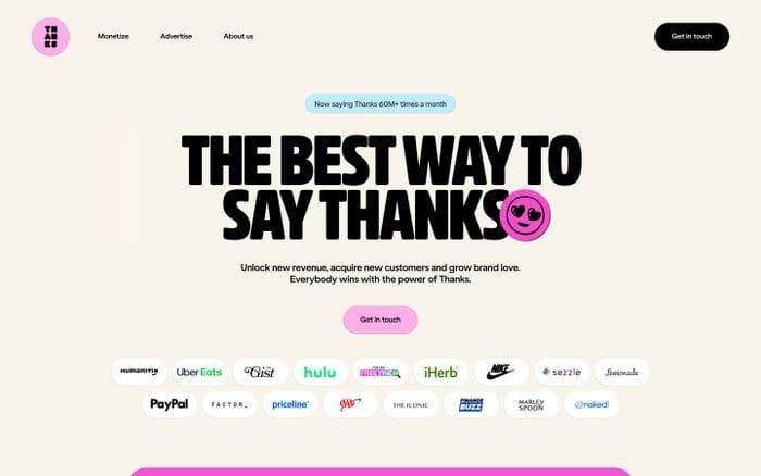 Thanks website preview