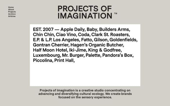 Projectsofimagination website preview