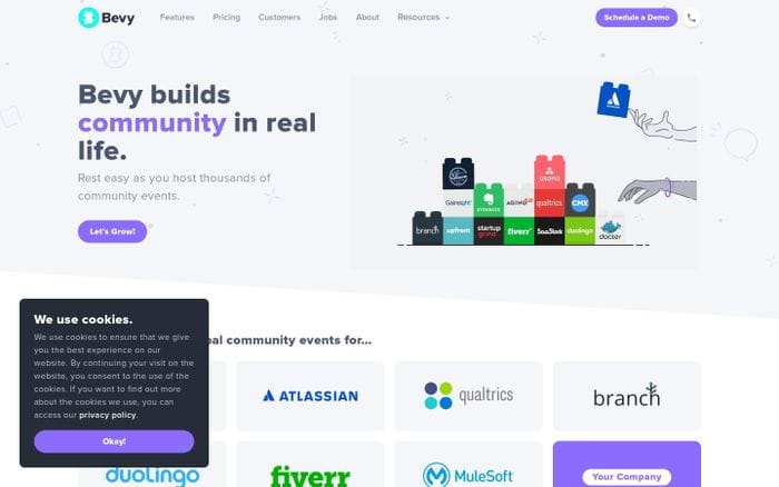 Bevy — Build Communities in Real Life. website preview