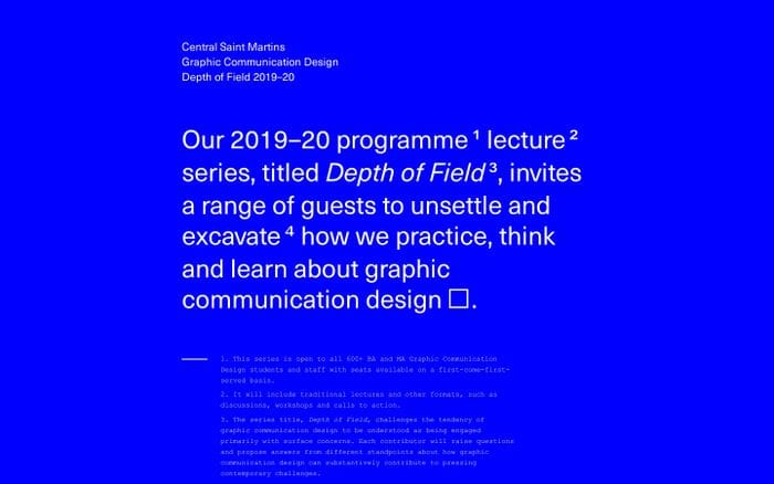 Depth of Field 2019–20 website preview