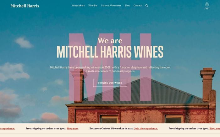 Mitchell Harris Wines website preview