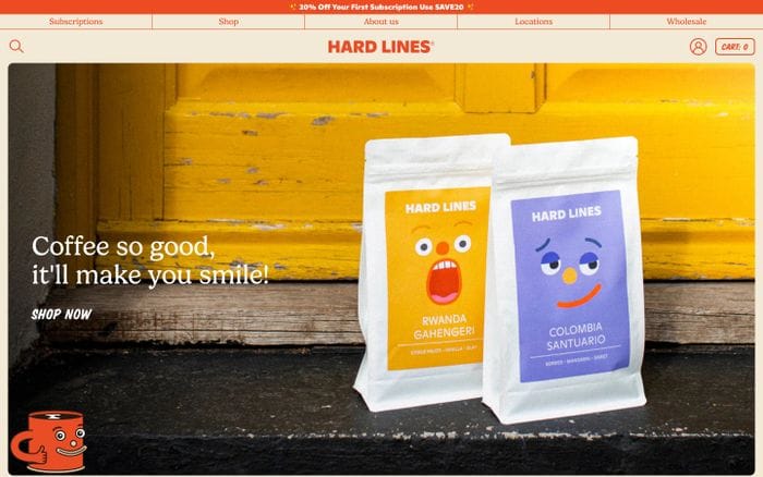 Hard Lines Coffee website preview