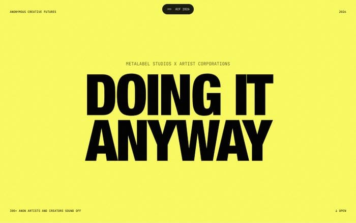 Anonymous Creative Futures website preview