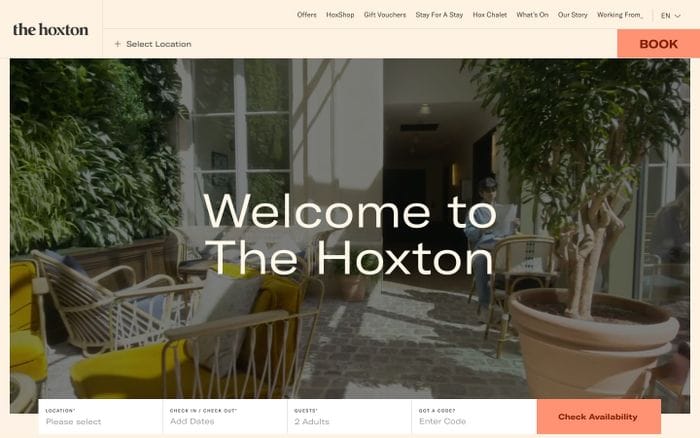 The Hoxton website preview