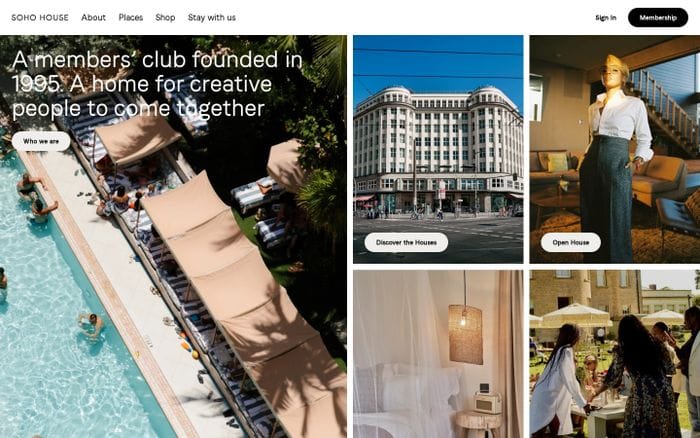 Soho house website preview